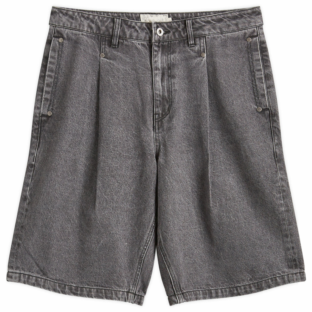 Dime Men's Pleated Denim Shorts in Faded Black
