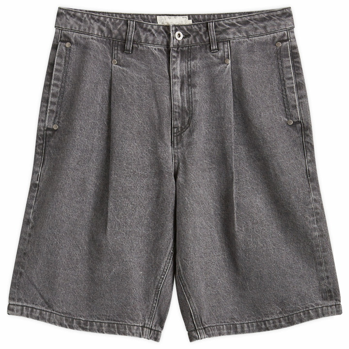 Photo: Dime Men's Pleated Denim Shorts in Faded Black