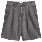 Dime Men's Pleated Denim Shorts in Faded Black