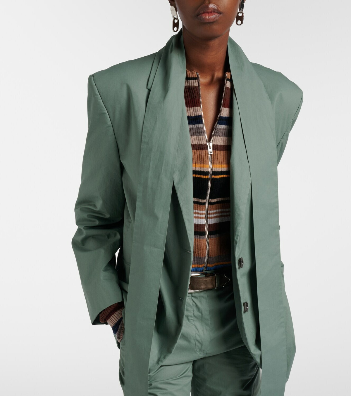 Acne Studios Scarf-detail oversized cotton twill blazer