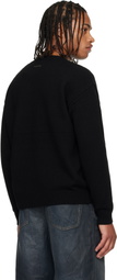 Andersson Bell Black Cashmere Rose Crew-Neck Sweater