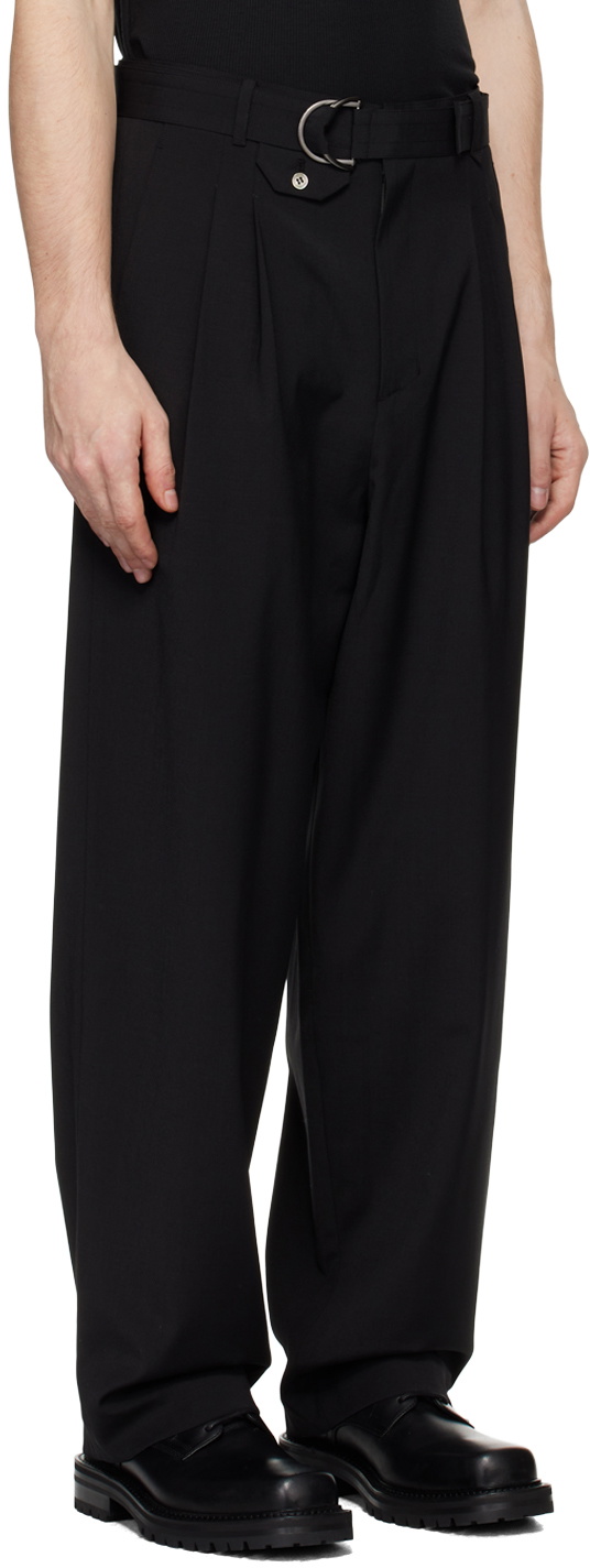 CMMAWEAR Black Belted Two-Pleat Trousers