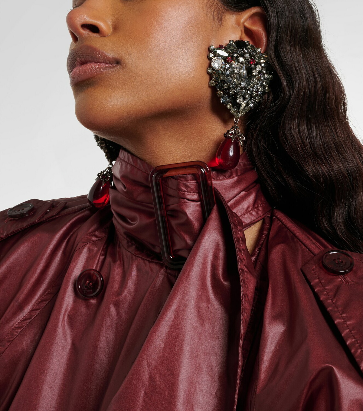 Saint Laurent Crystal-embellished clip-on earrings