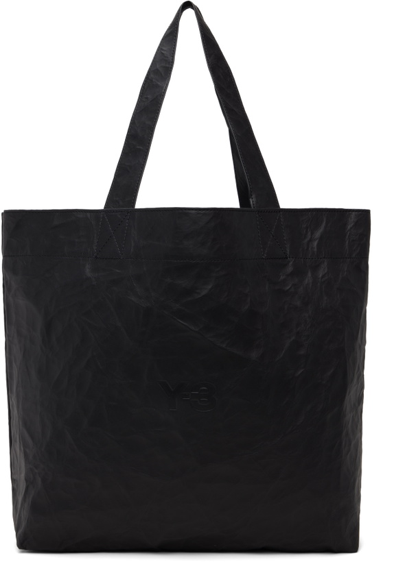 Photo: Y-3 Black 'Y-3' Leather Tote