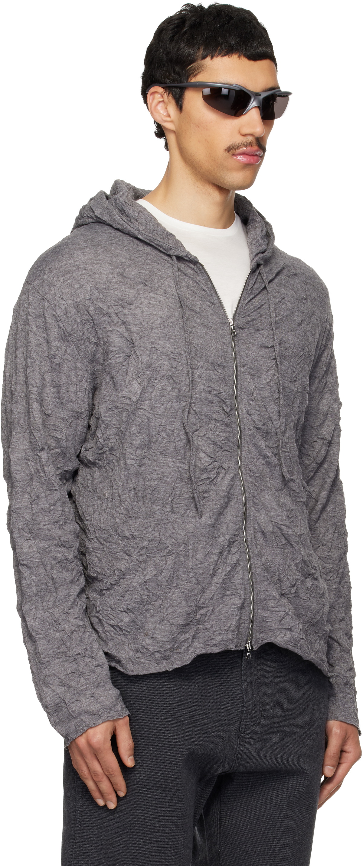 POST ARCHIVE FACTION (PAF) Gray Zip Archive Hoodie