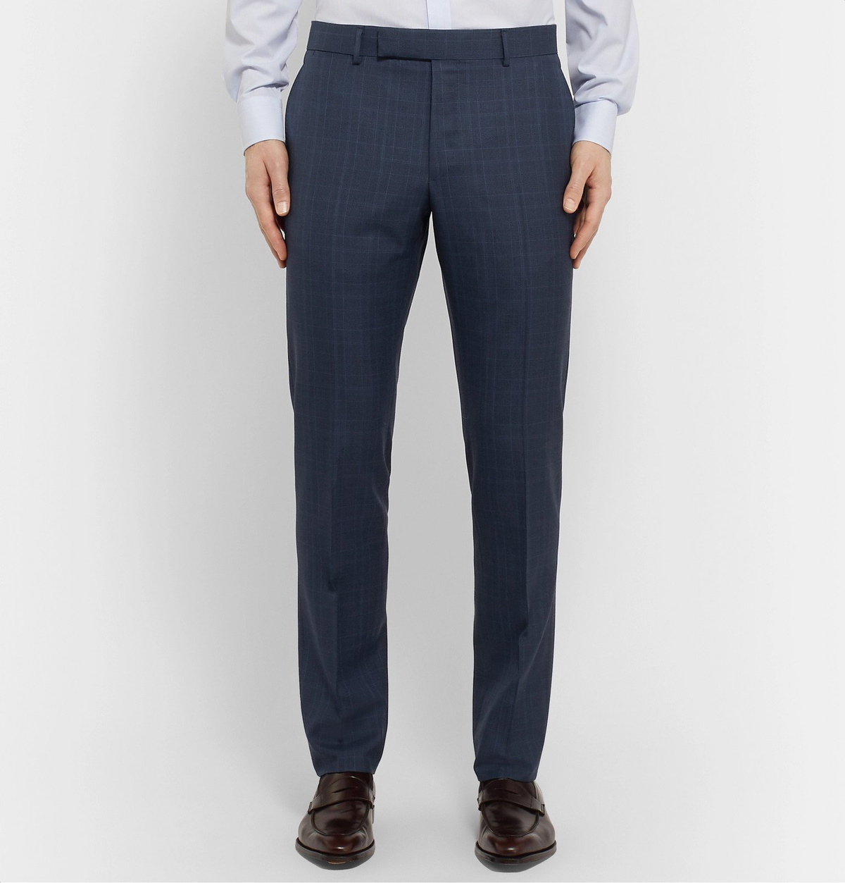 Straight-Leg Prince Of Wales Checked Wool Suit Trousers