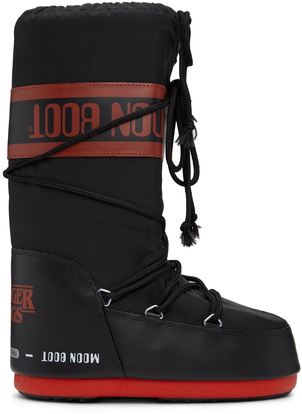 Photo: Moon Boot Black & Red Stranger Things Upside Down Boots