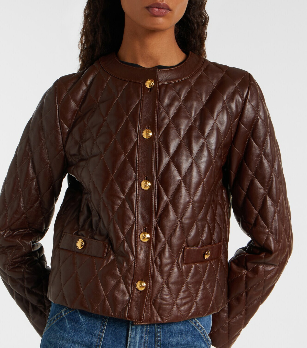 Nili Lotan Amy cropped quilted leather jacket