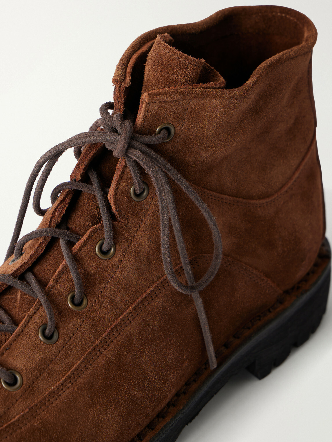 Yuketen - Saldatore Leather-Trimmed Suede Boots - Brown