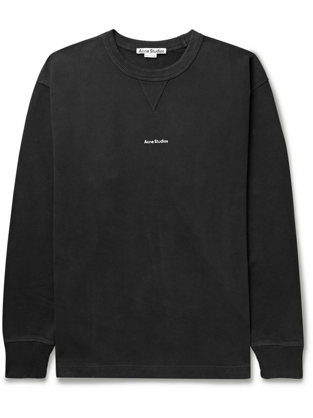 Photo: Acne Studios - Logo-Print Cotton-Jersey Sweatshirt - Black