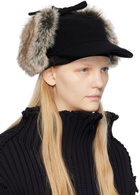 Y's Black Ear Flap Cap