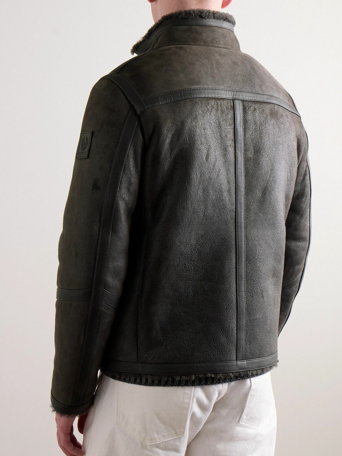 Belstaff - Tundra Leather-Trimmed Shearling Jacket - Gray