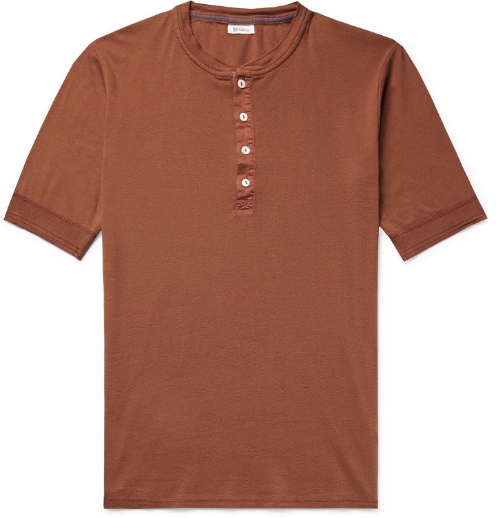 Photo: Schiesser - Karl Heinz Slim-Fit Cotton-Jersey Henley T-Shirt - Men - Orange