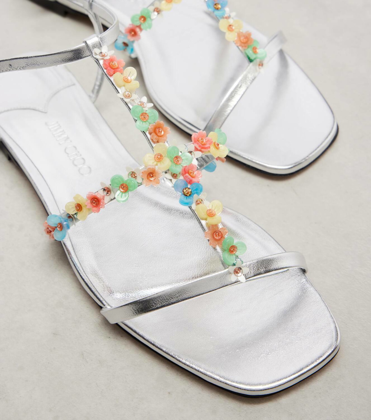 Jimmy Choo Gwyn Daisy floral-appliqué leather sandals Jimmy Choo