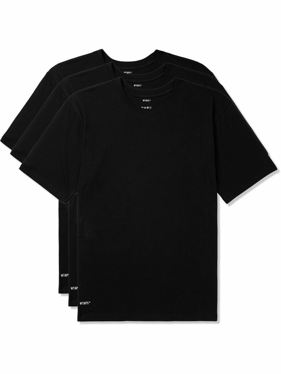 WTAPS - Three-Pack Logo-Print Cotton-Jersey T-Shirt - Black WTAPS