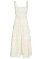 Rebecca Vallance Kahlia Appliquéd Linen-blend Midi Dress Ivory