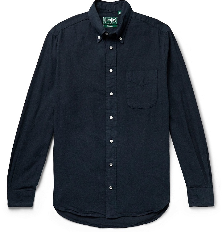 Photo: Gitman Vintage - Slim-Fit Button-Down Collar Cotton-Flannel Shirt - Blue