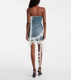 Blumarine Lace-trimmed denim minidress