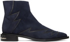 Toga Virilis Navy Suede Embellished Boots