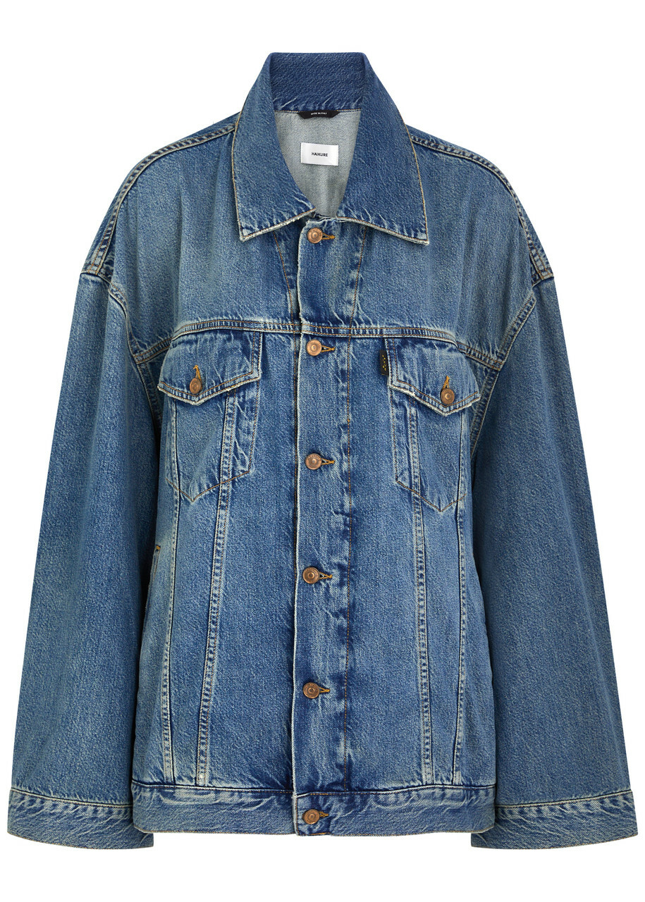 Haikure Janet Distressed Denim Jacket Blue Haikure