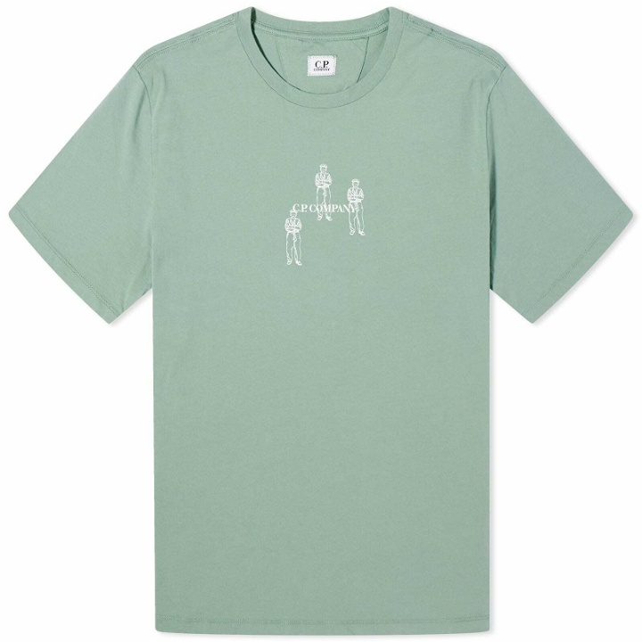 Photo: C.P. Company Men's 30/1 Jersey Relaxed Graphic T-Shirt in Green Bay