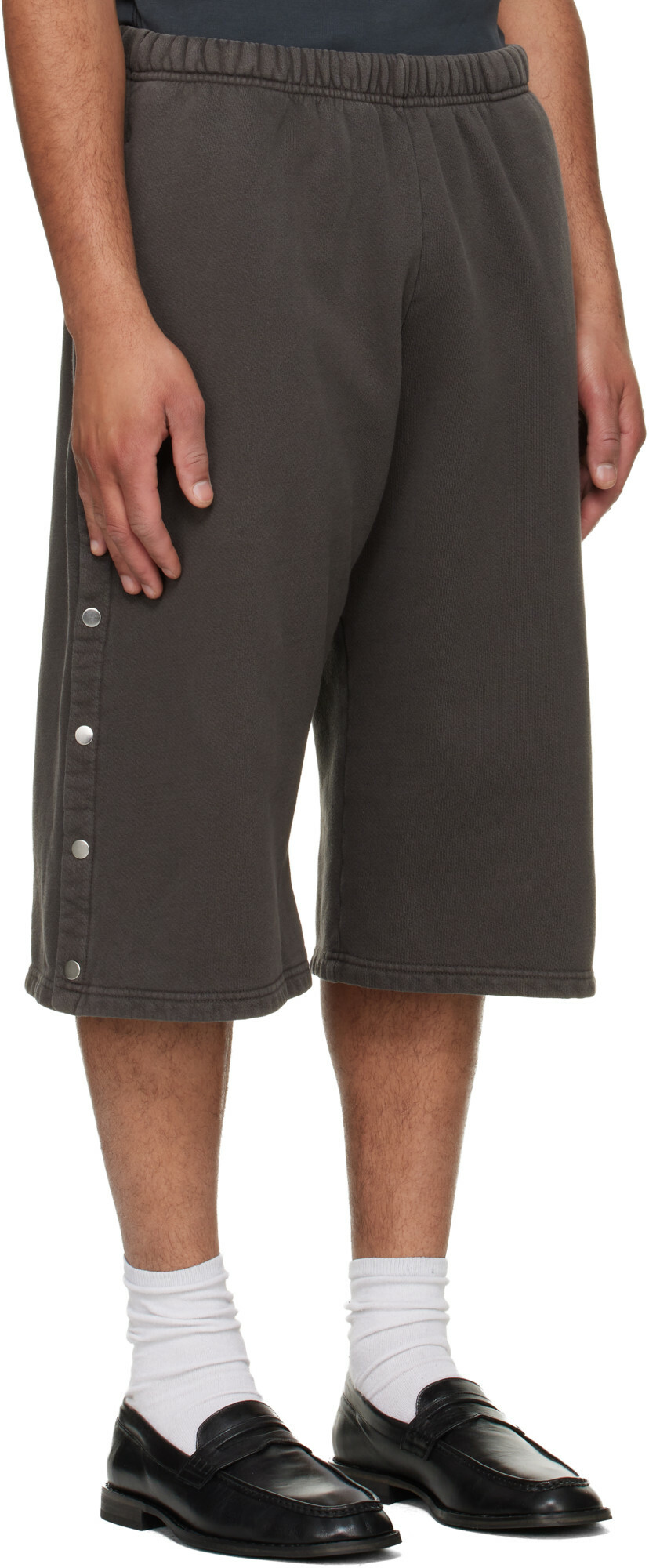 Les Tien Gray Part Snap Shorts