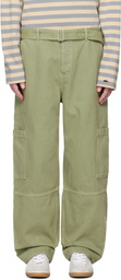 Maison Kitsuné Green Belted Utility Denim Cargo Pants