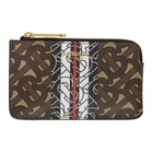 Burberry Brown E-Canvas Monogram Stripe Kelbrook Card Holder