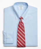 Brooks Brothers Men's Stretch Regent Regular-Fit Dress Shirt, Non-Iron Stripe | Blue