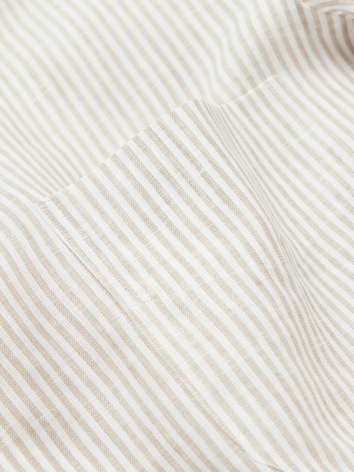 De Petrillo - Camp-Collar Striped Linen Shirt - Neutrals