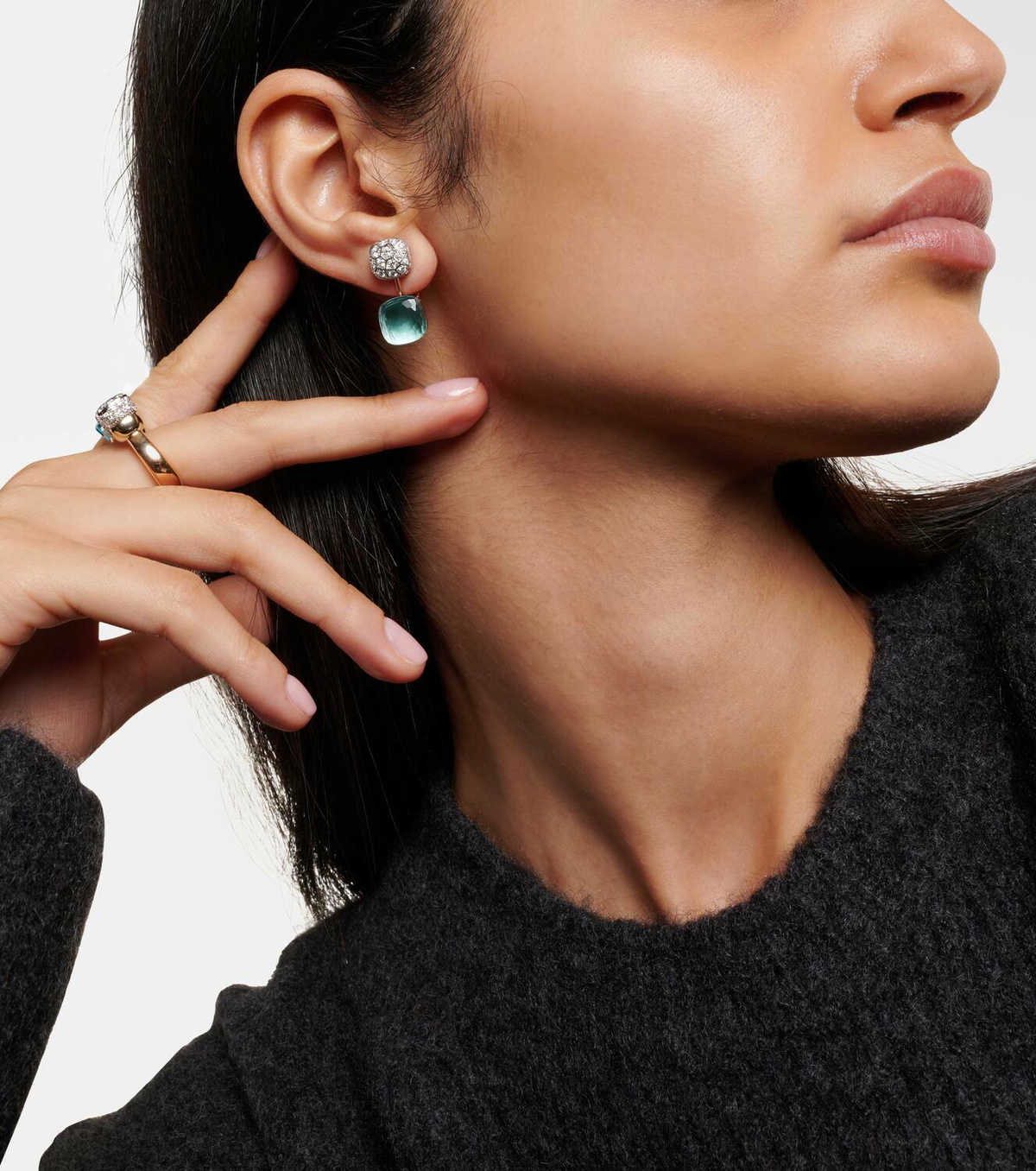 Pomellato Nudo 18kt rose and white gold earrings with topaz and diamonds