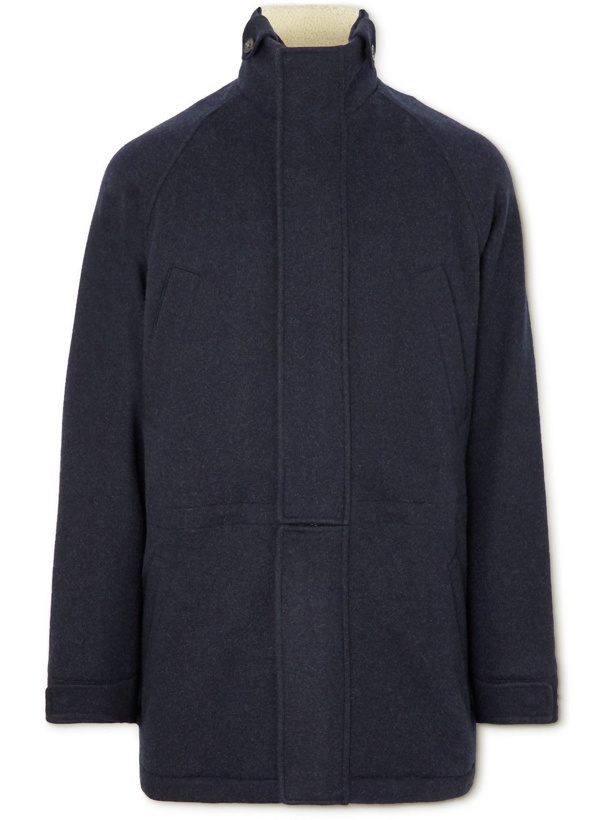 Photo: Loro Piana - Icer Shearling-Trimmed Cashmere-Blend Jacket - Blue