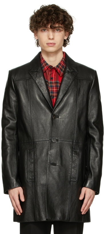 Photo: Saint Laurent Black Long Leather Jacket