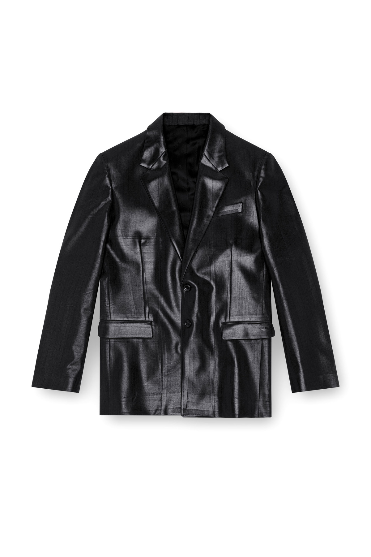 Diesel Pinstripe blazer with coated front - Jackets Mens in Black
