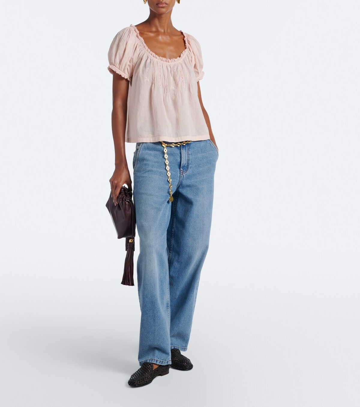 Dôen Frederica embroidered cotton voile top