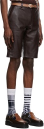 Ernest W. Baker Brown Leather Shorts