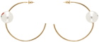 Safsafu Gold Pearl & Roses Hoop Earrings