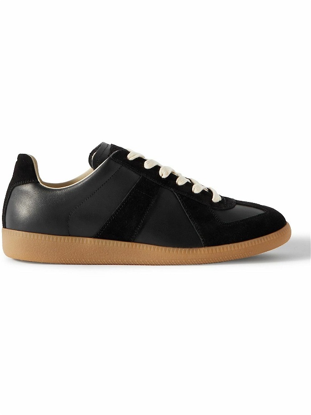 Photo: Maison Margiela - Replica Leather and Suede Sneakers - Black