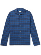 TEKLA - Checked Organic Cotton-Flannel Pyjama Shirt - Blue