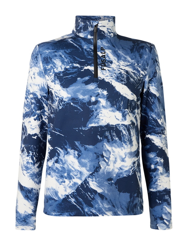 Photo: Fusalp - Timothy Printed Half-Zip Ski Base Layer - Blue