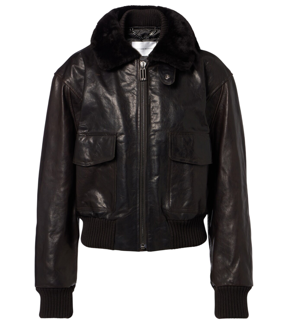 Victoria Beckham Black Bonded Leather Jacket Victoria Beckham