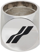 We11done Silver & Black Logo Dice Ring