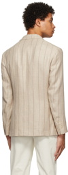 Brunello Cucinelli Beige Striped Suit-Type Blazer