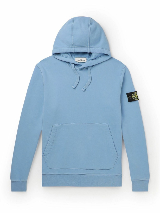 Photo: Stone Island - Logo-Appliquéd Cotton-Jersey Hoodie - Blue