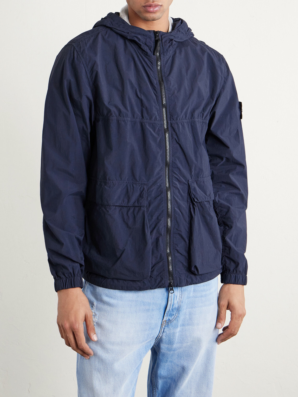 Stone Island - Hooded Brushed Recycled-Nylon Parka - Blue
