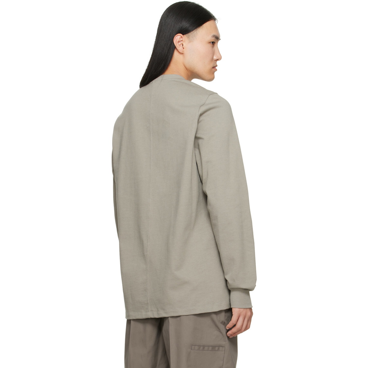Rick Owens Gray Tower Short Crewneck LS T-shirt