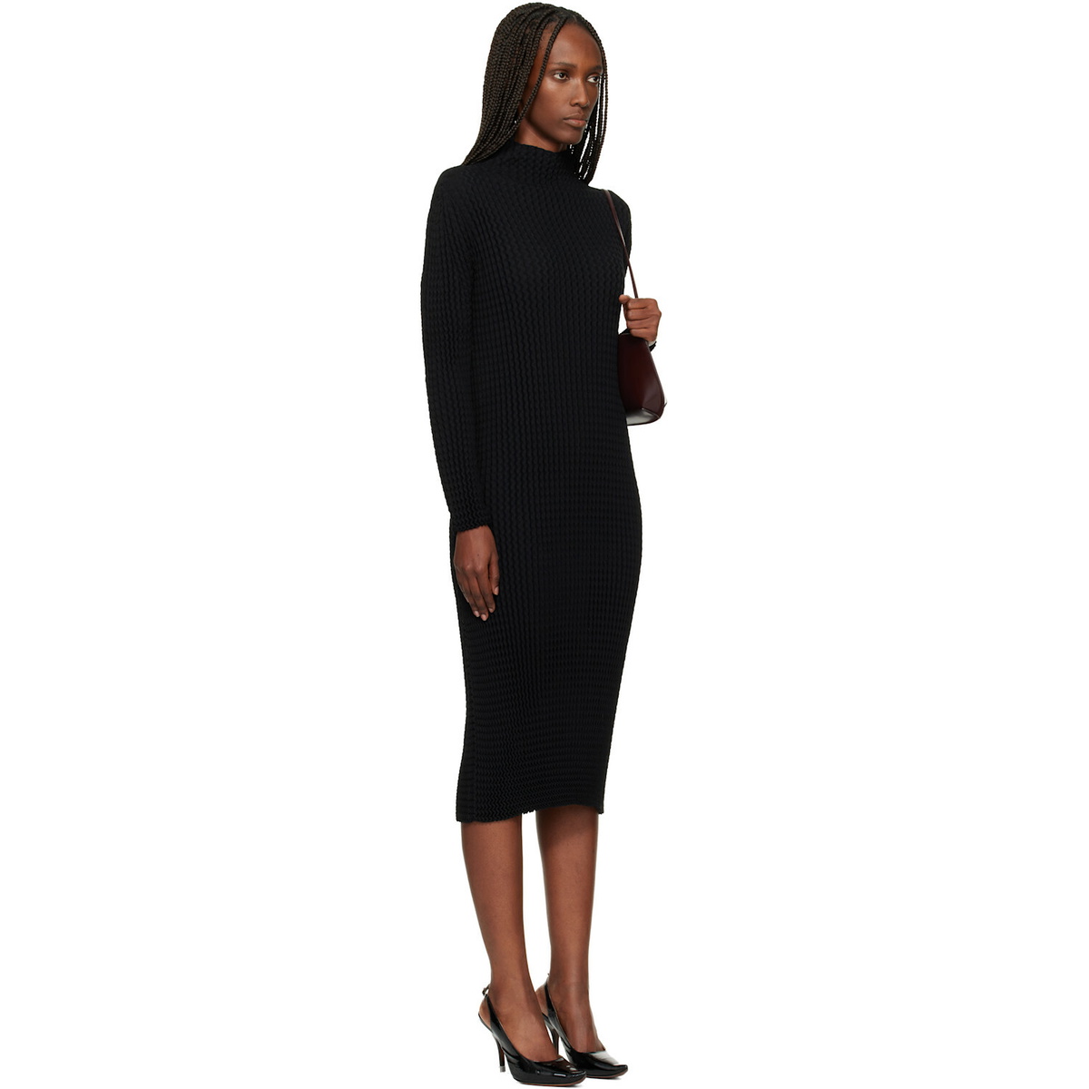 ISSEY MIYAKE Black October Spongy-BK58 Midi Dress