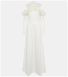 Christopher Kane - Bridal feather-trimmed crêpe gown