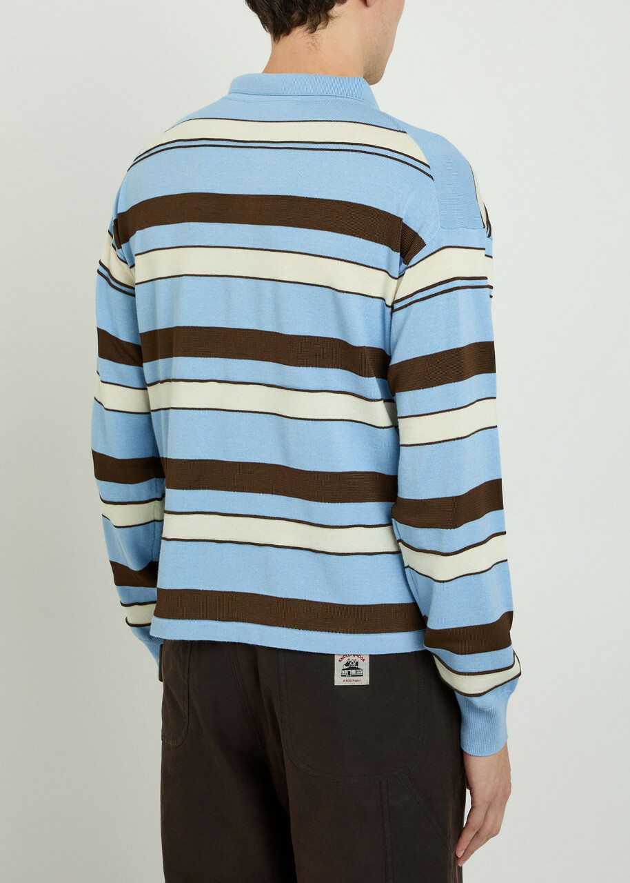 JW Anderson Striped Knit Polo Shirt Blue