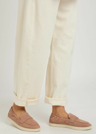 Tory Burch Ballet Sport Embossed Nubuck Loafers Beige